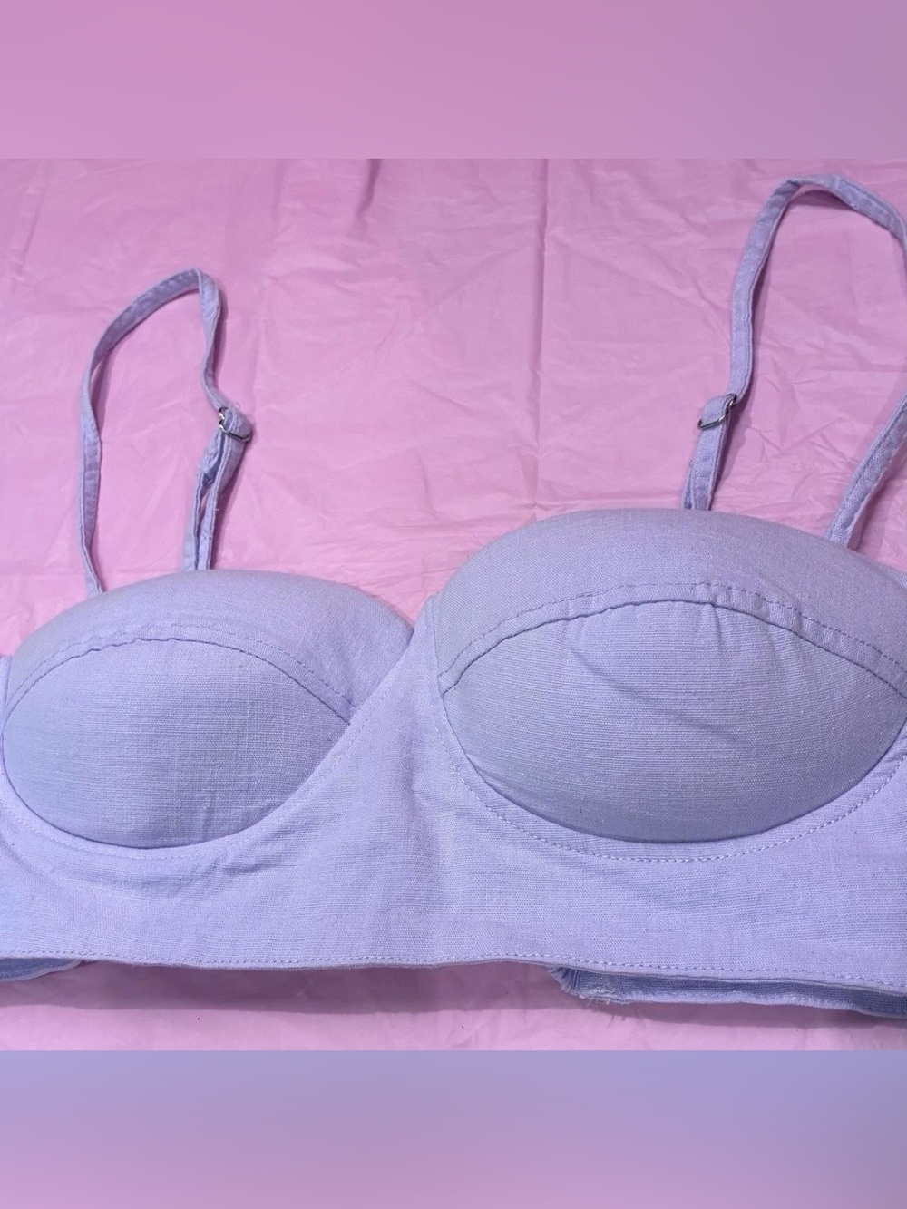 Women’s Lavender Bra Top Padded Bralette Adjustable Straps Pinup Sz S